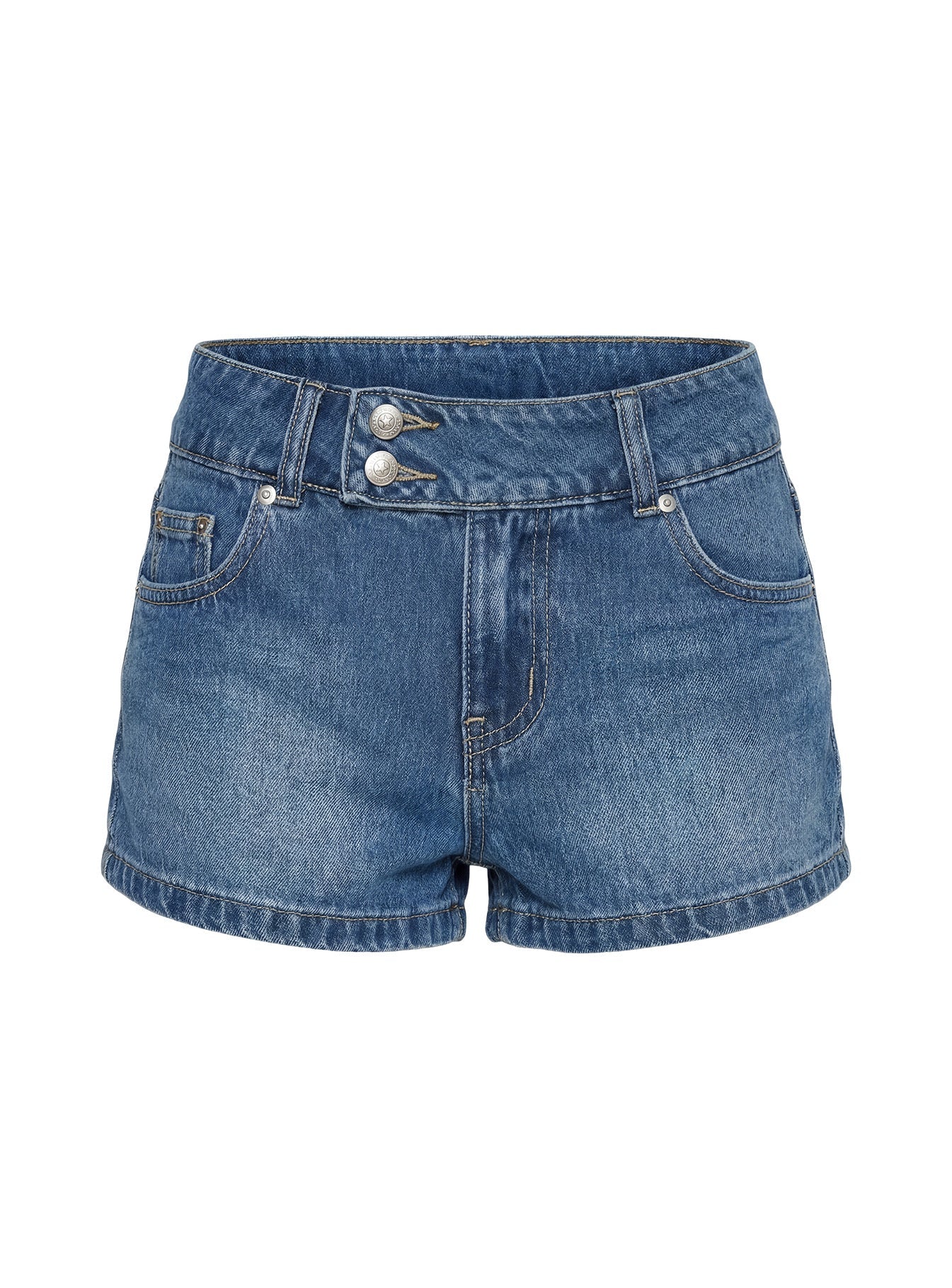 Orta Mavi Düşük Bel Mikro Denim Şort - Cruiza