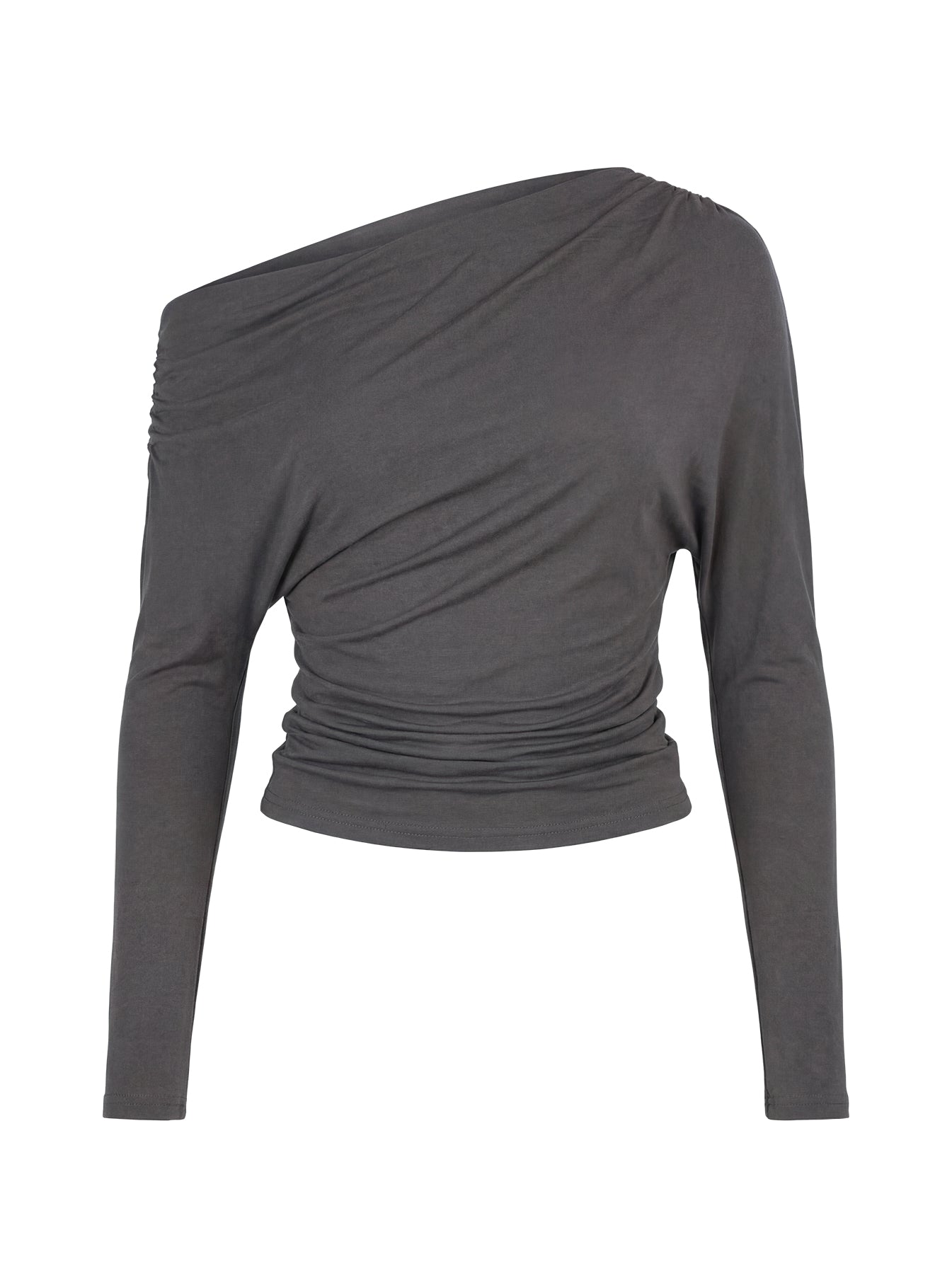 Off Shoulder Antrasit Parti Bluzu
