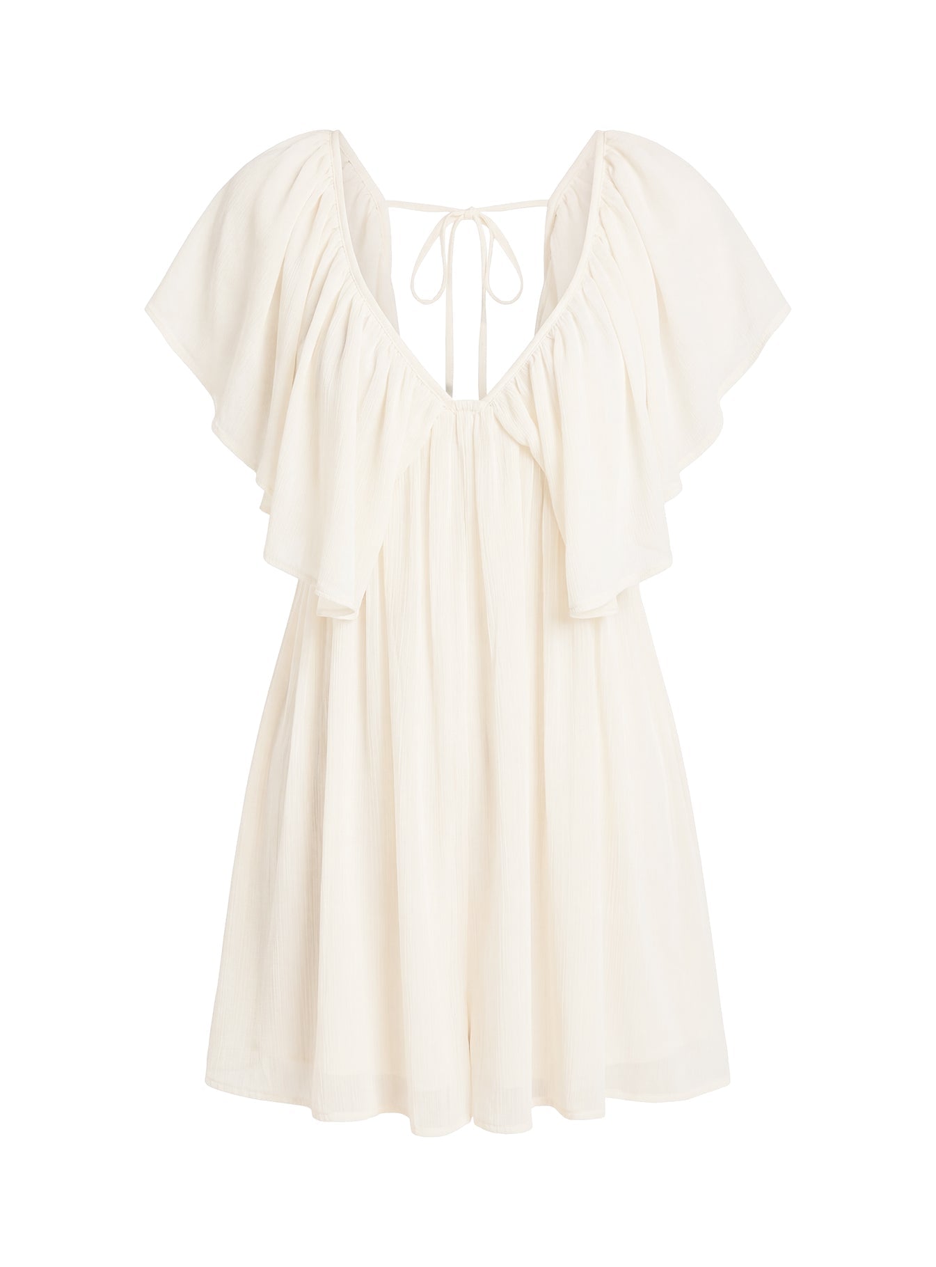 Sun Spirit Krem Volanlı Şifon Mini Elbise