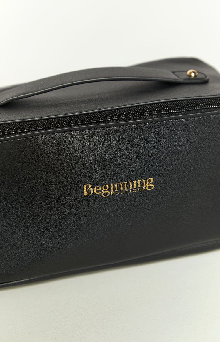 Beginning Boutique Siyah Fermuarlı Makyaj Çantası
