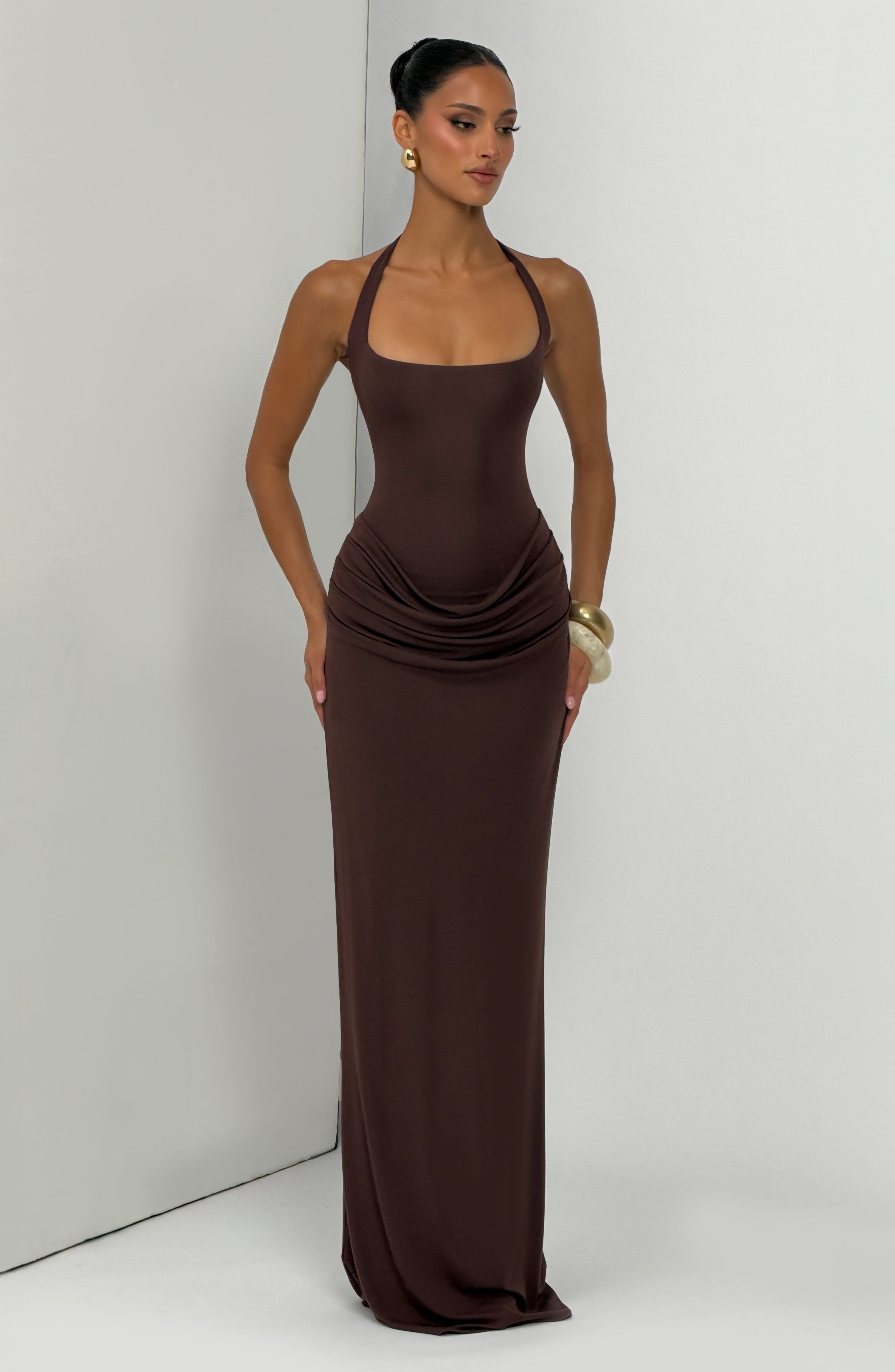 Sharona Maxi Kahverengi Elbise