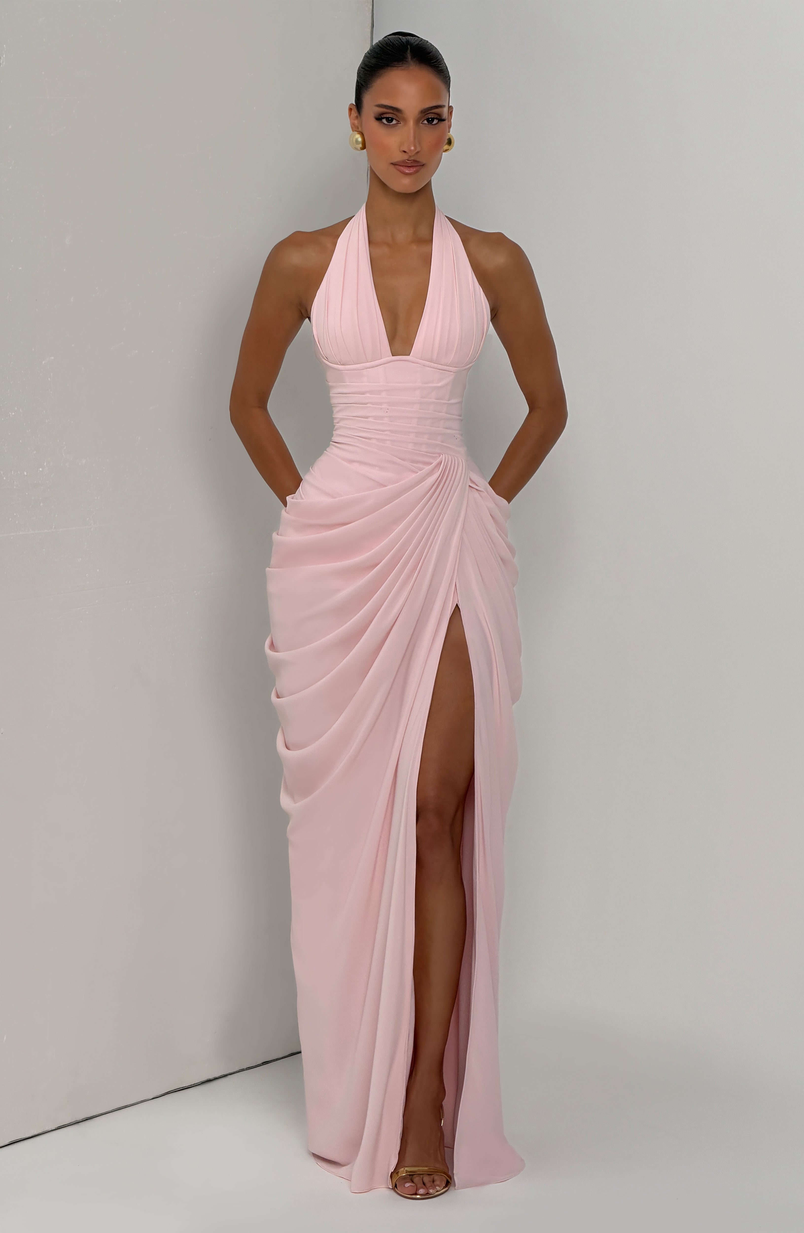 Amara Maxi Elbise - Pudra