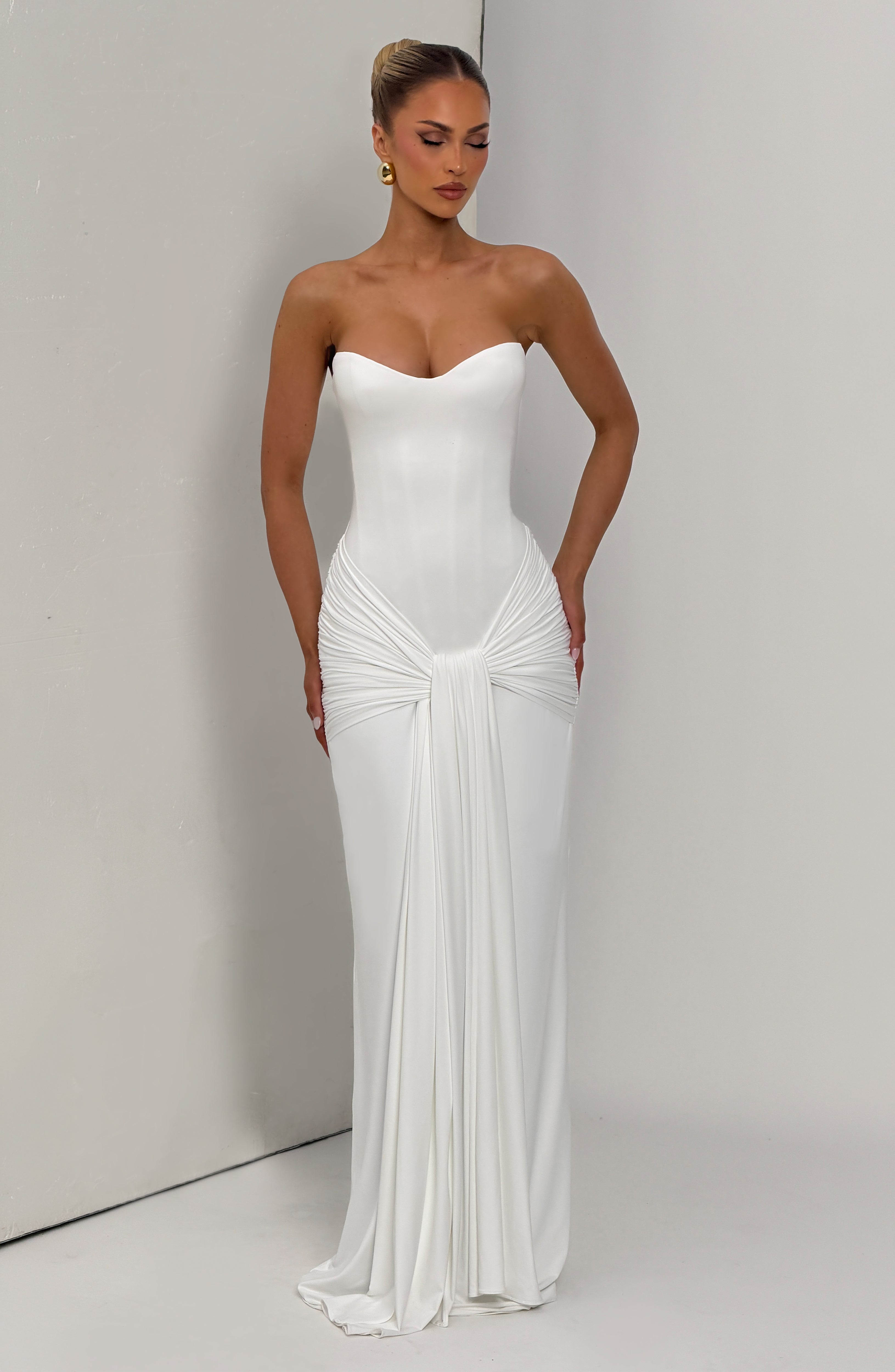 Gia Maxi Ekru Elbise