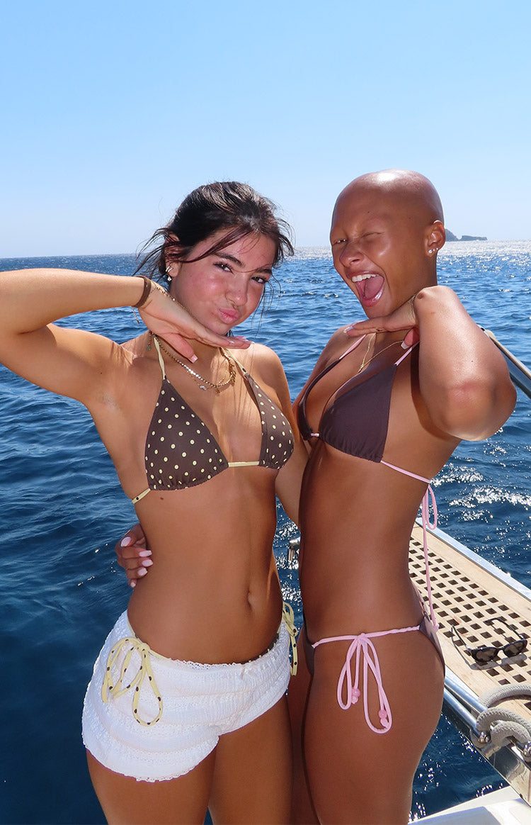 Florida Kahverengi Puantiye Üçgen Bikini Üstü - Şık Yaz Modası