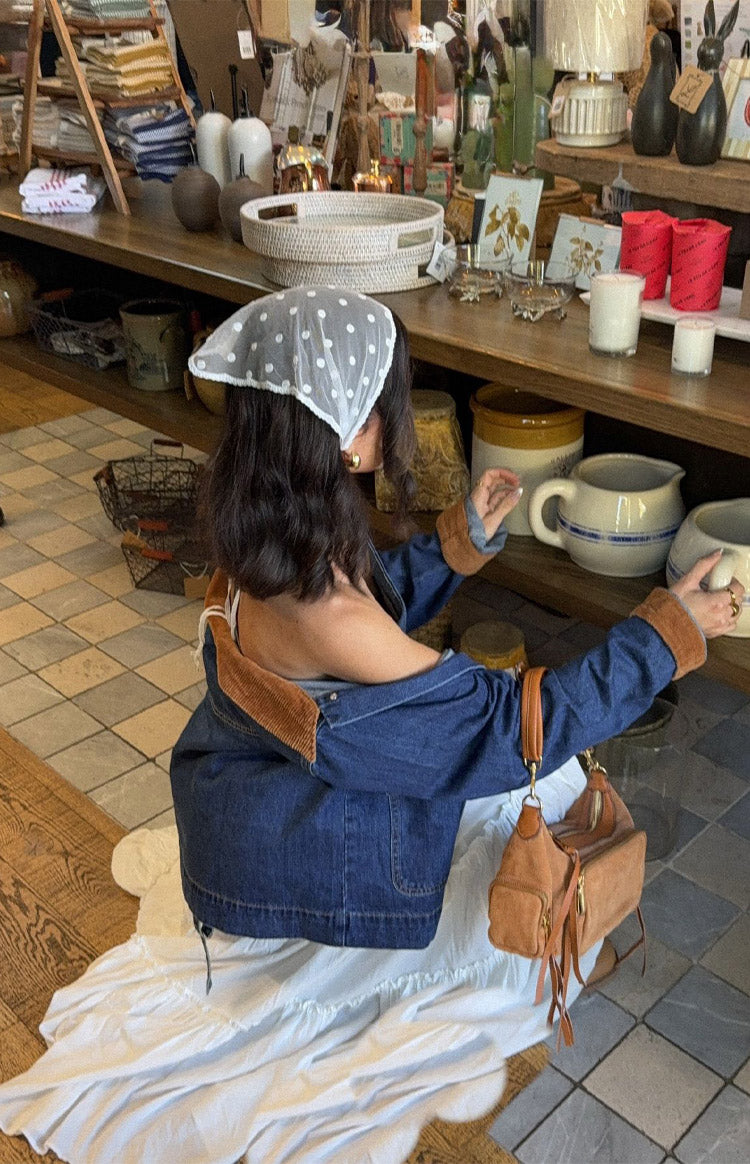 Hendrick Orta Yıkama Denim Kord Trim Oversize Ceket