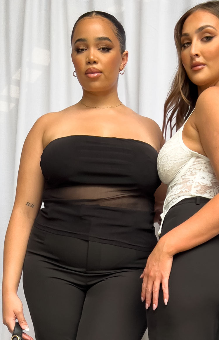 Siyah Dantel Bandeau Üst