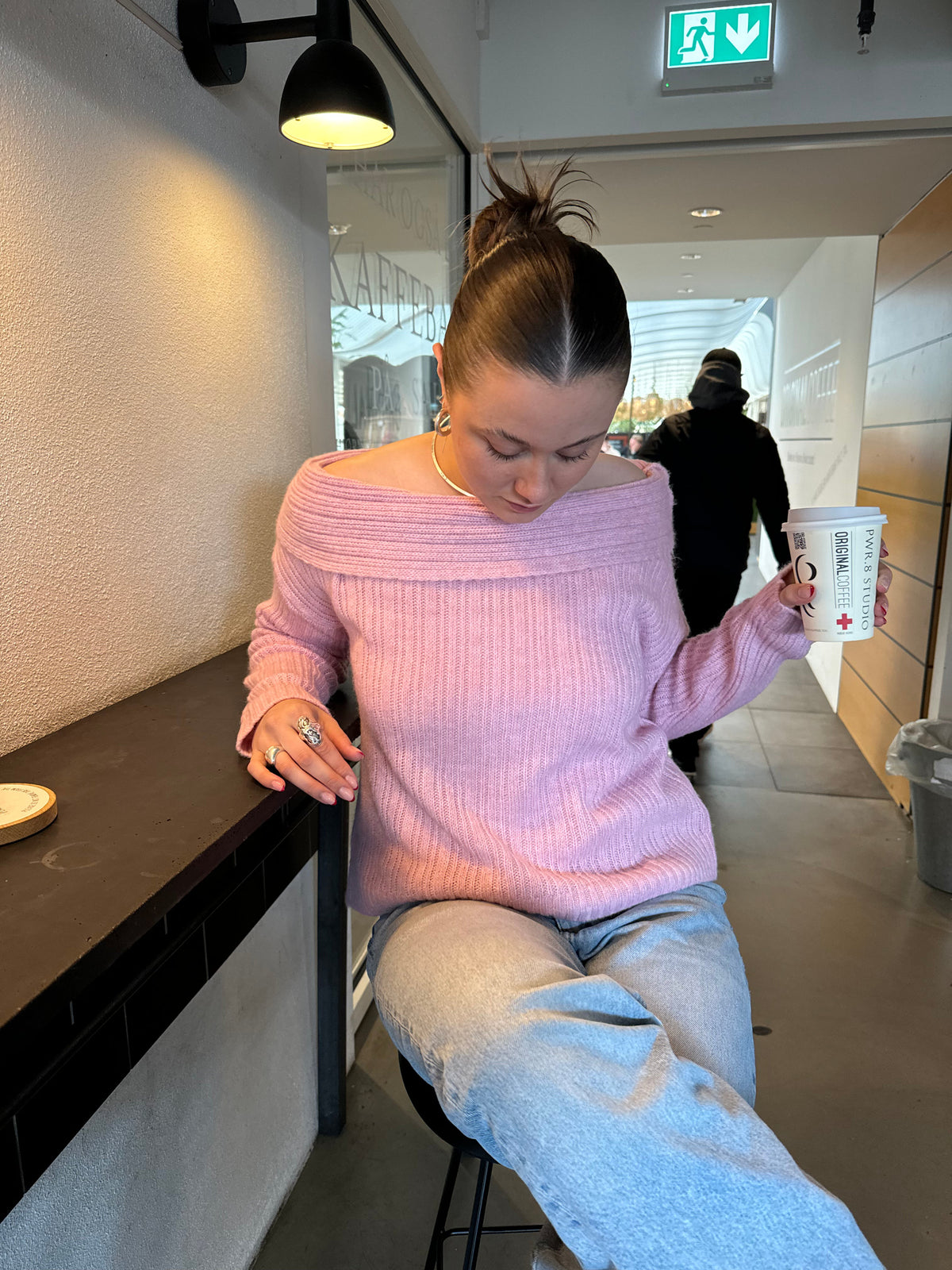 Elinor Pembe Omuz Askılı Triko Bluz