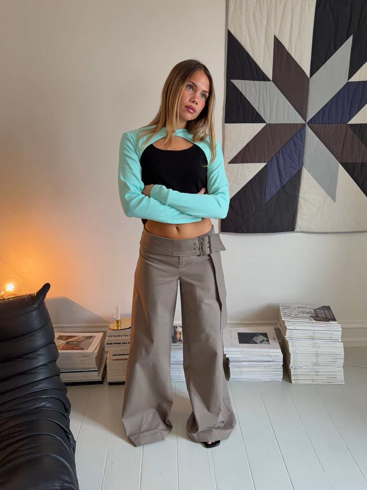 Şık Kemerli Tabea Pantolon - Taupe Renk Seçeneği