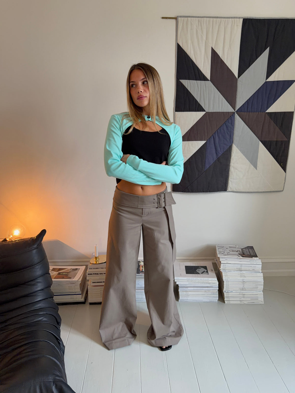 Şık Kemerli Tabea Pantolon - Taupe Renk Seçeneği