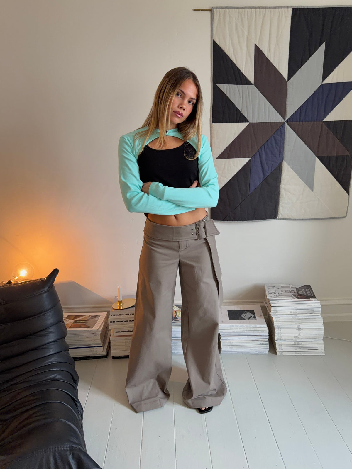 Şık Kemerli Tabea Pantolon - Taupe Renk Seçeneği
