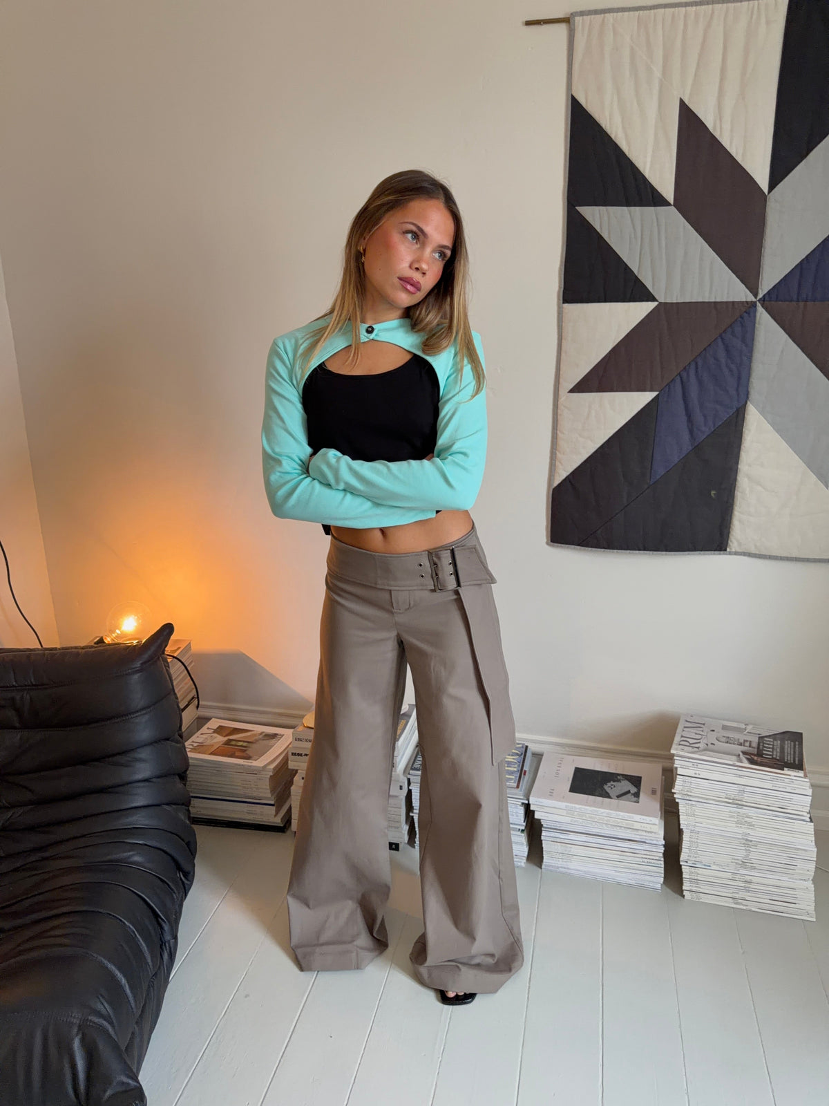 Şık Kemerli Tabea Pantolon - Taupe Renk Seçeneği