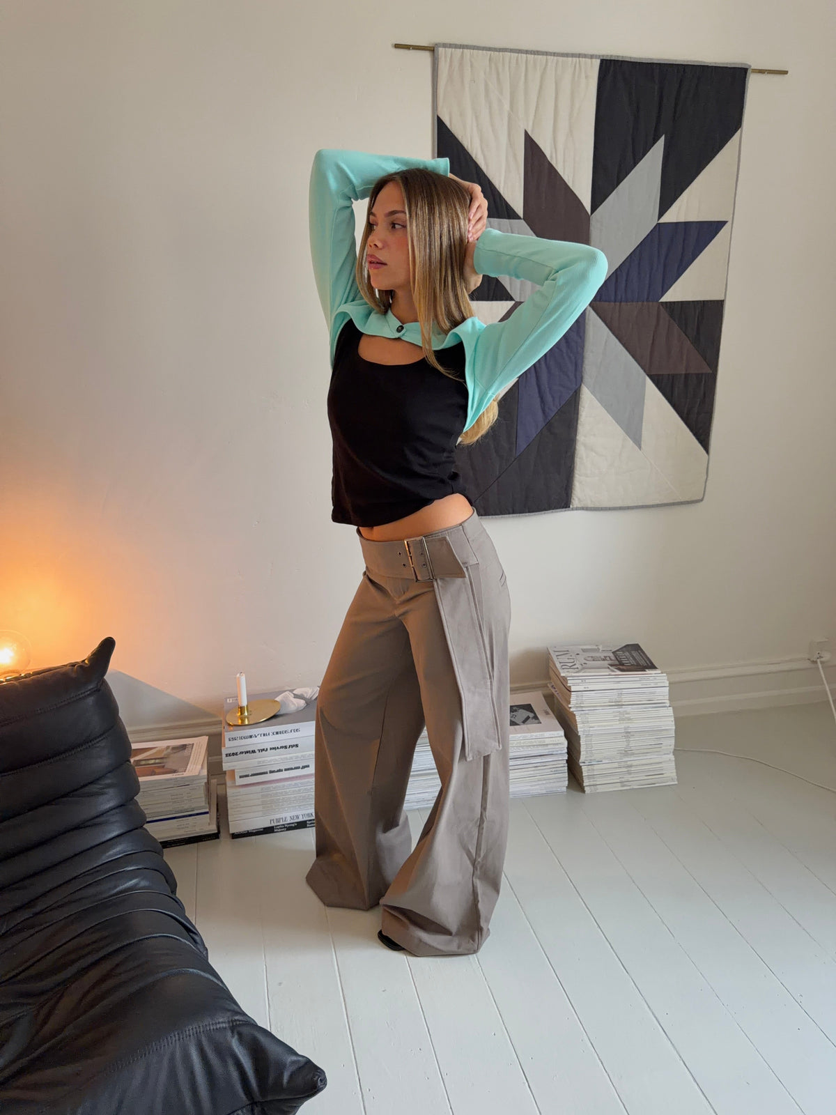 Şık Kemerli Tabea Pantolon - Taupe Renk Seçeneği