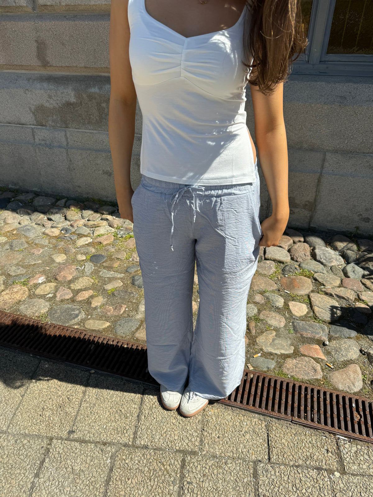 Anila Çizgili Pantolon - Mavi-Beyaz