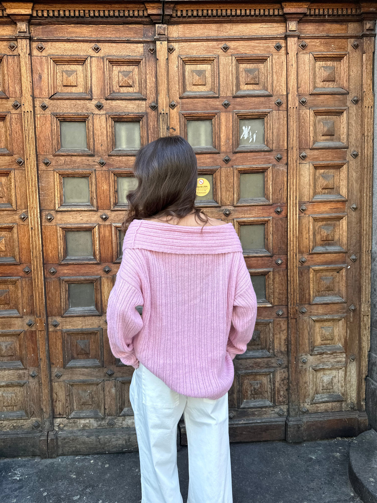 Elinor Pembe Omuz Askılı Triko Bluz
