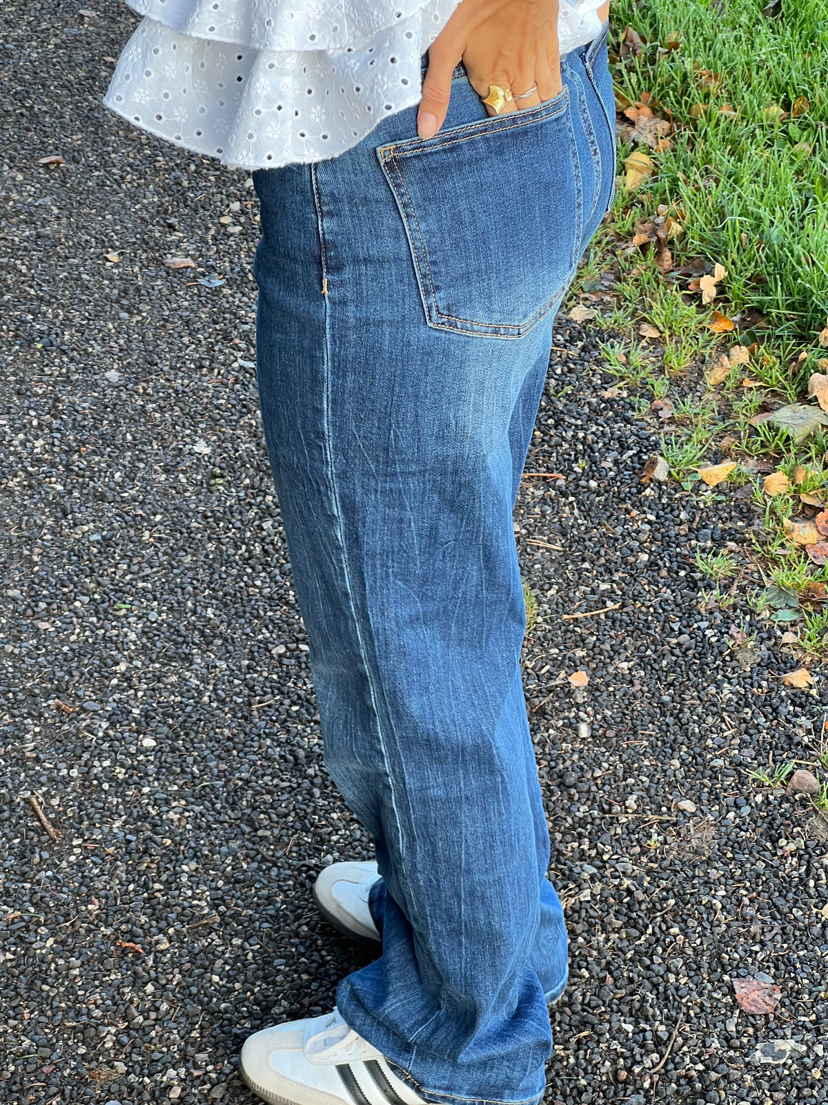 Edelina Mavi Yüksek Bel Flare Kot Pantolon
