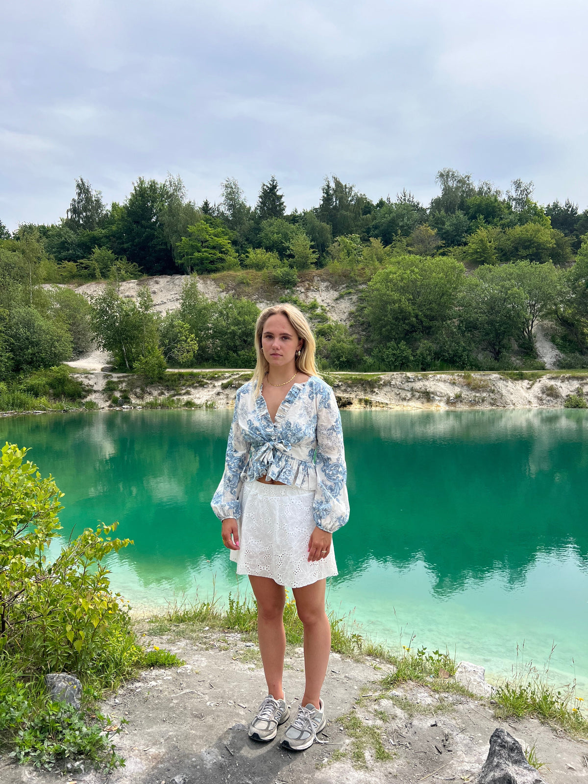 Agathe Bluz - Beyaz-Mavi