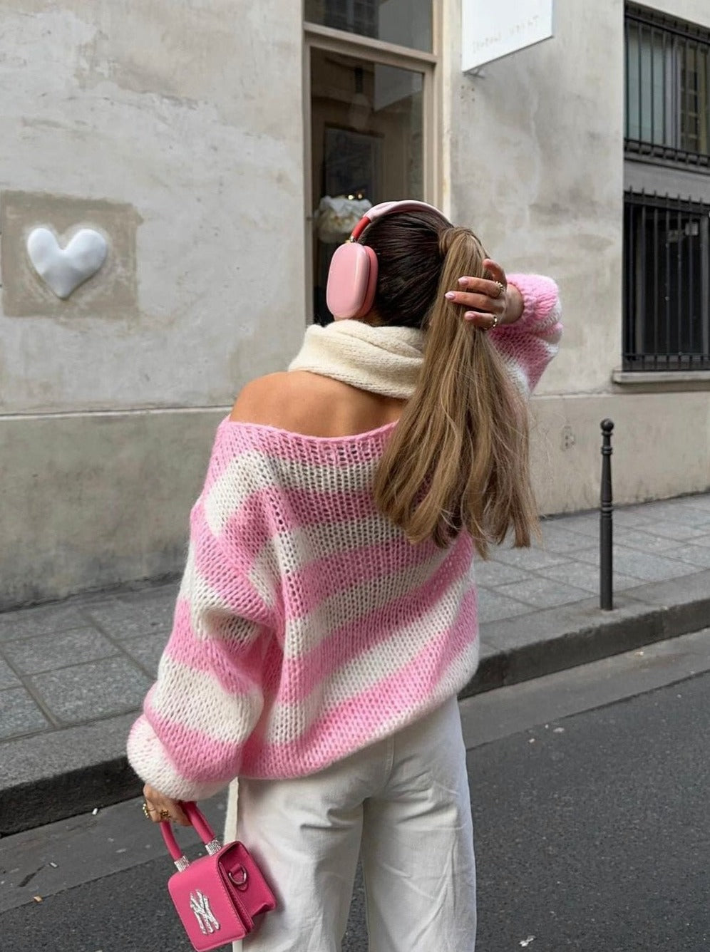 Anna Olympia Pembe Oversize Triko Kazak