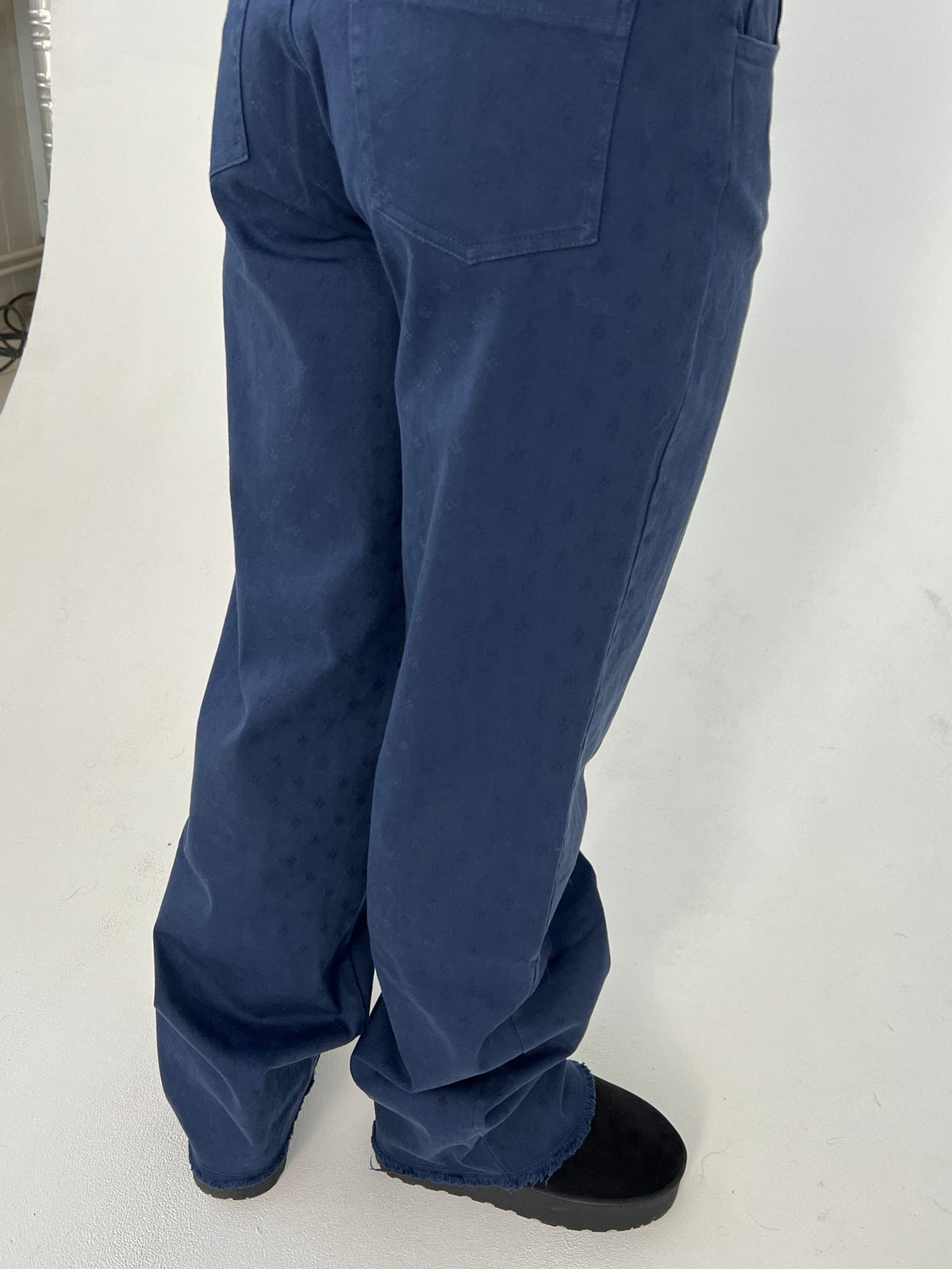 Lacivert Gabardin Desenli Pantolon
