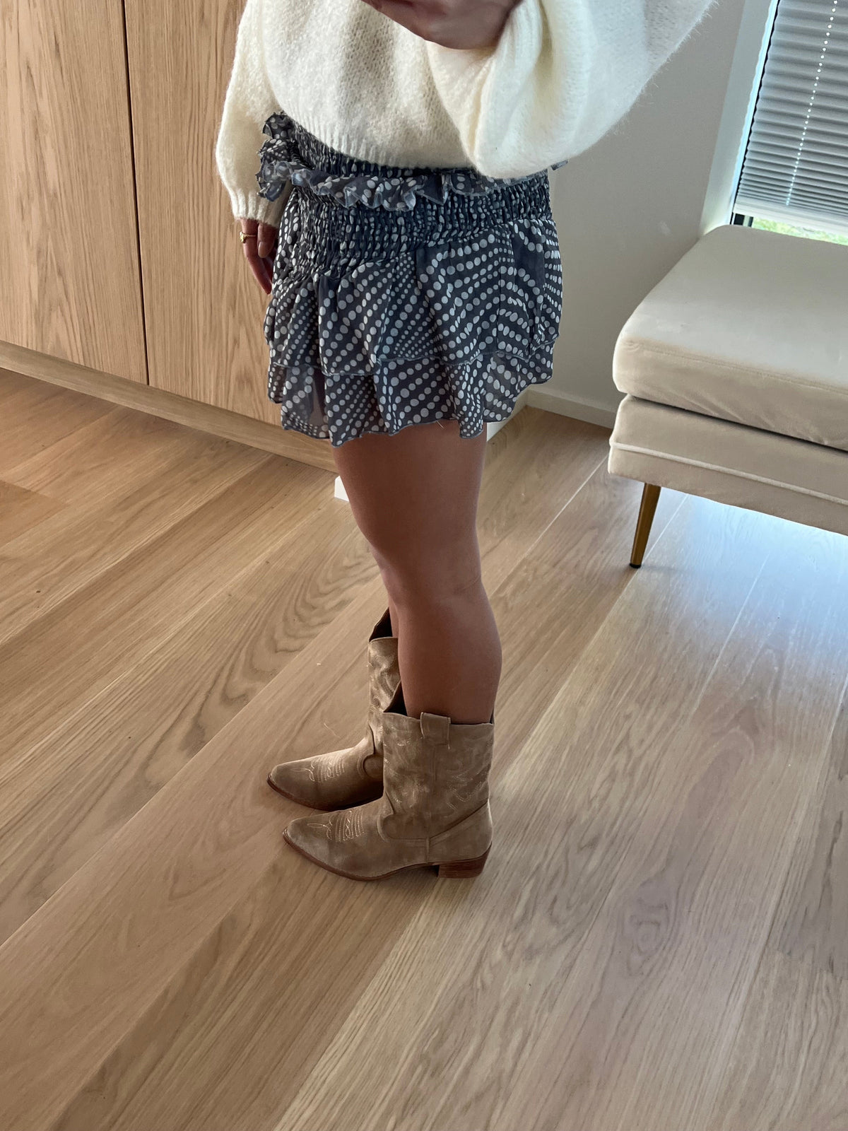 Bej Suni Deri Bassau Cowboy Botları