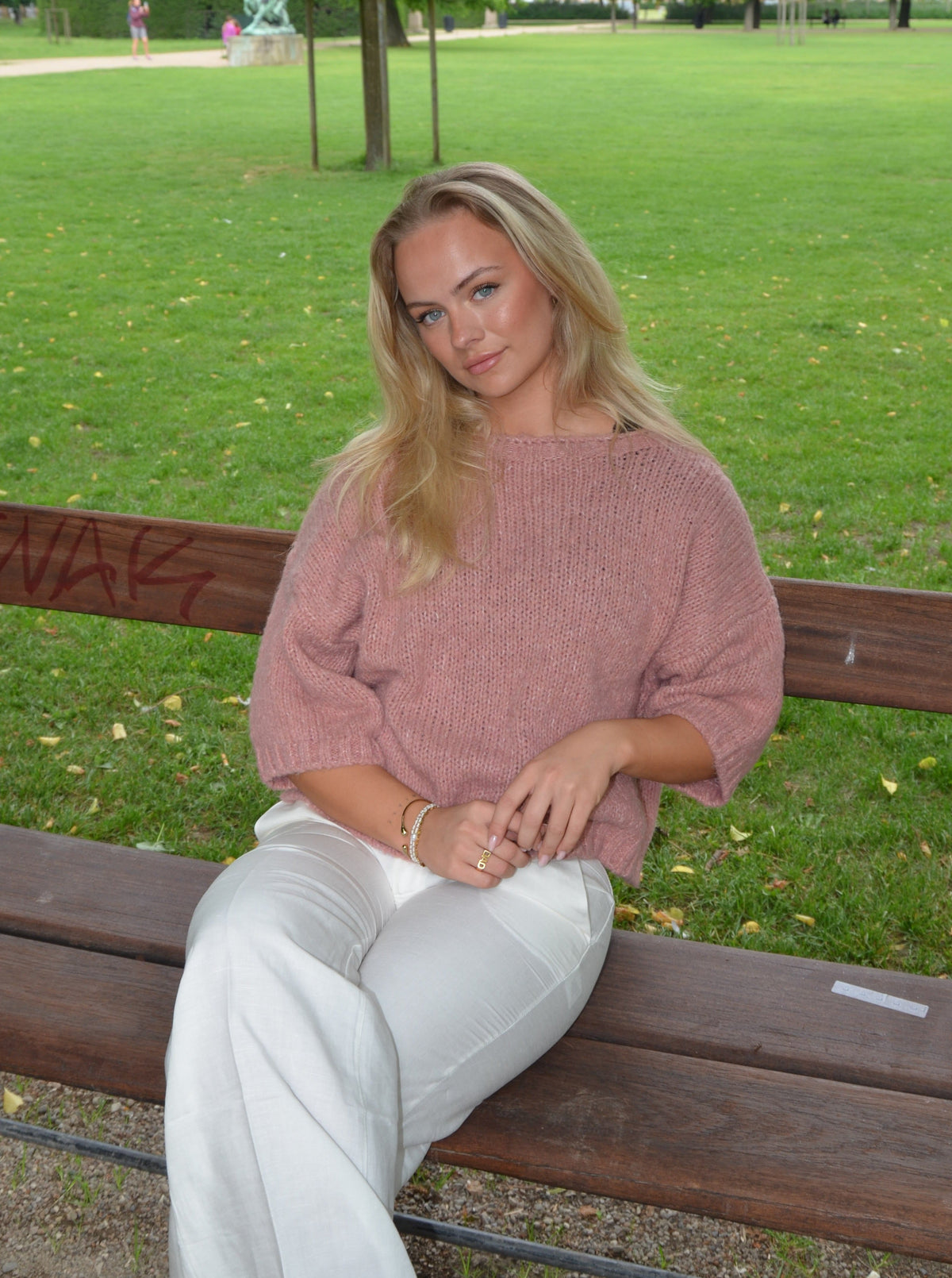 Hedvig Pembe Kısa Kollu Triko Bluz