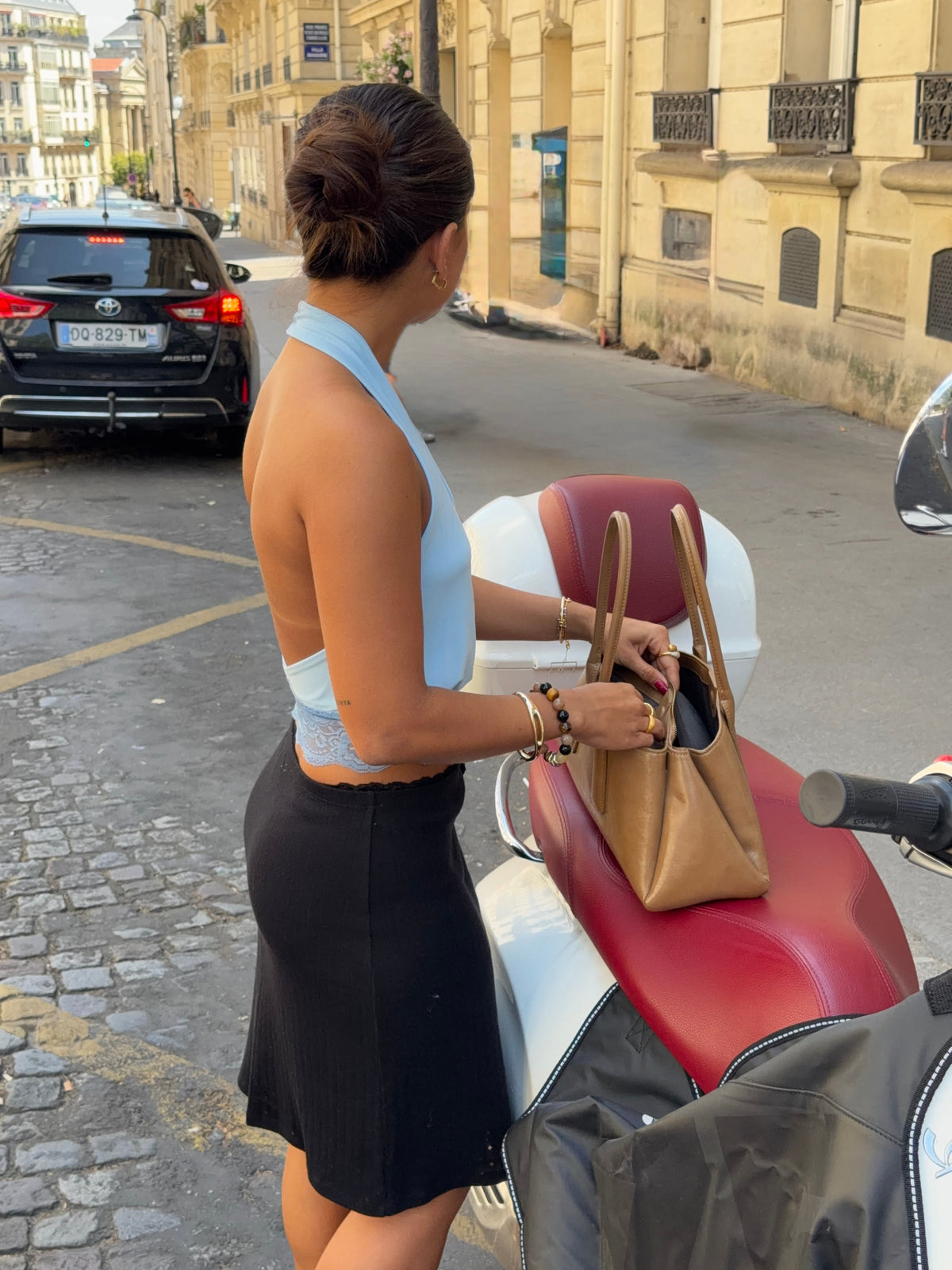 Dantelli Alva Halter Yaka Bluz - Mavi