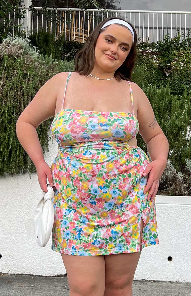 Jenna Çok Renkli Kesik Mini Elbise