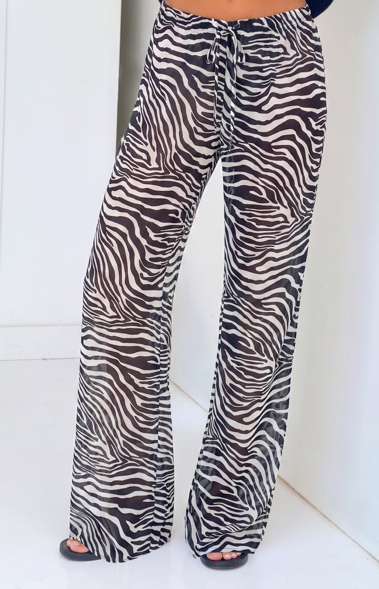 Joplin Siyah Zebra Desenli Şeffaf Pantolon - Şık ve Rahat
