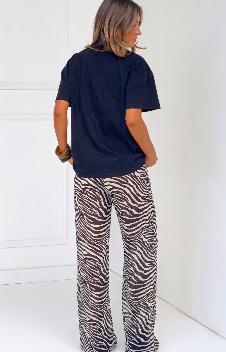 Joplin Siyah Şeffaf Zebra Desenli Pantolon