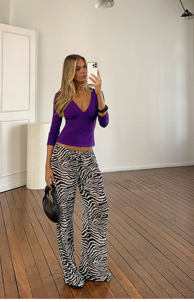 Joplin Siyah Zebra Desenli Şeffaf Pantolon - Şık ve Rahat