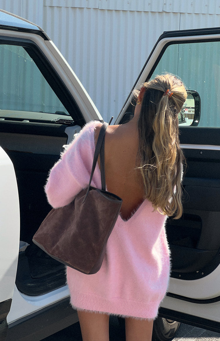Küçük Pembe Uzun Kollu Triko Mini Elbise