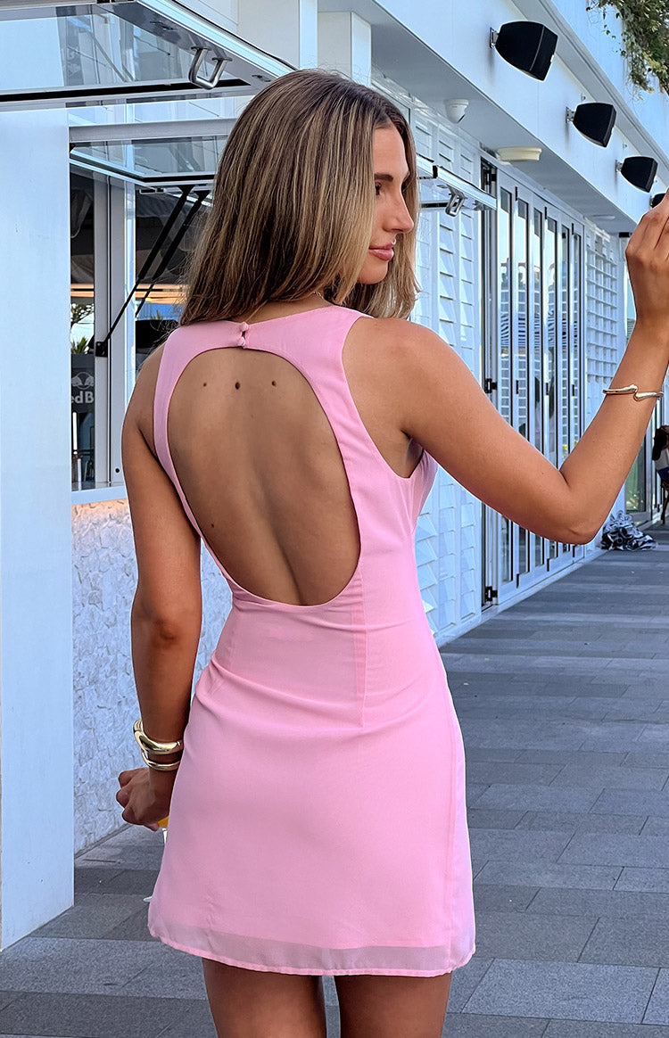 Kristina Pembe Şık Mini Elbise - Yaz Modası