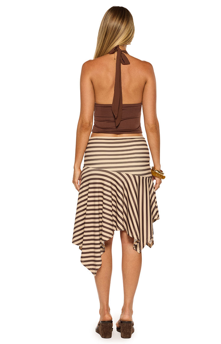 Kerlina Premium Kahverengi Halter Yaka Bluz