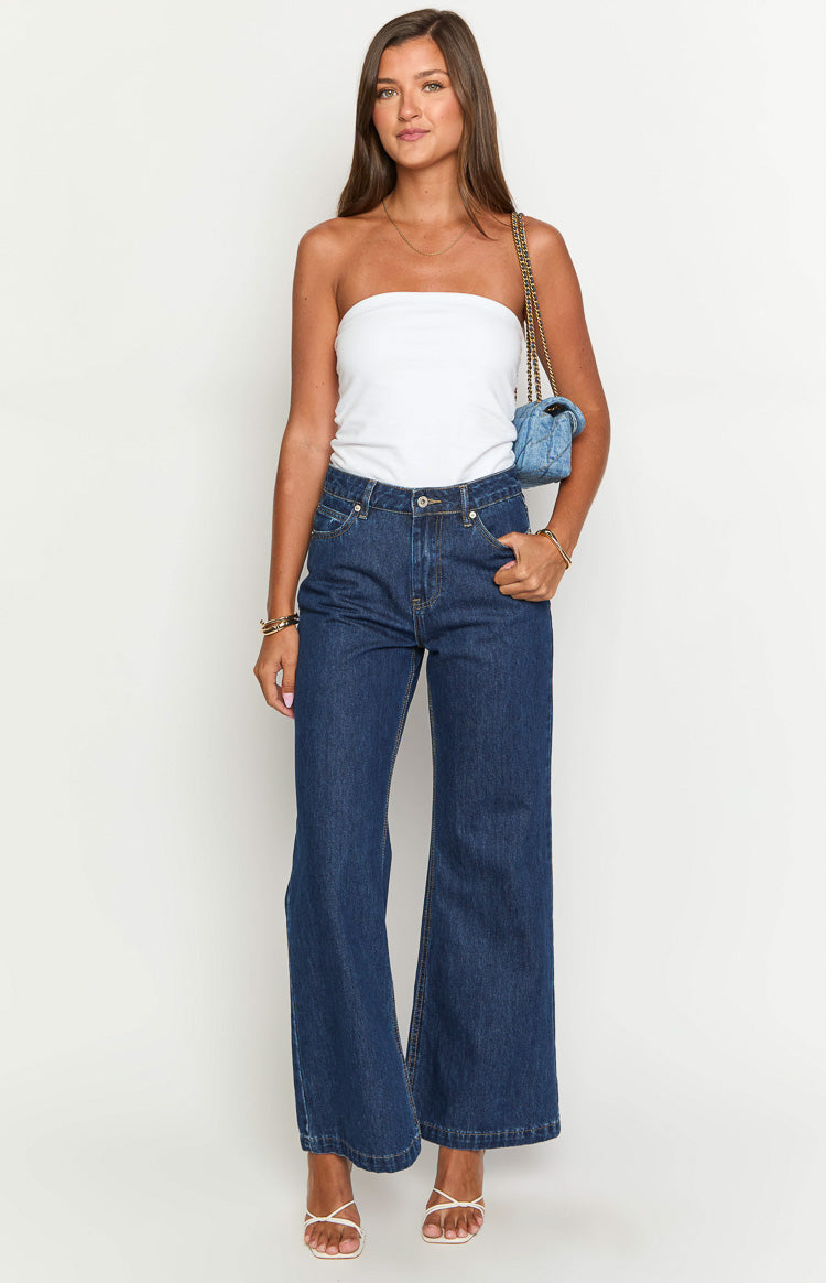 Lenny Koyu Mavi Denim Fırfırlı Jean