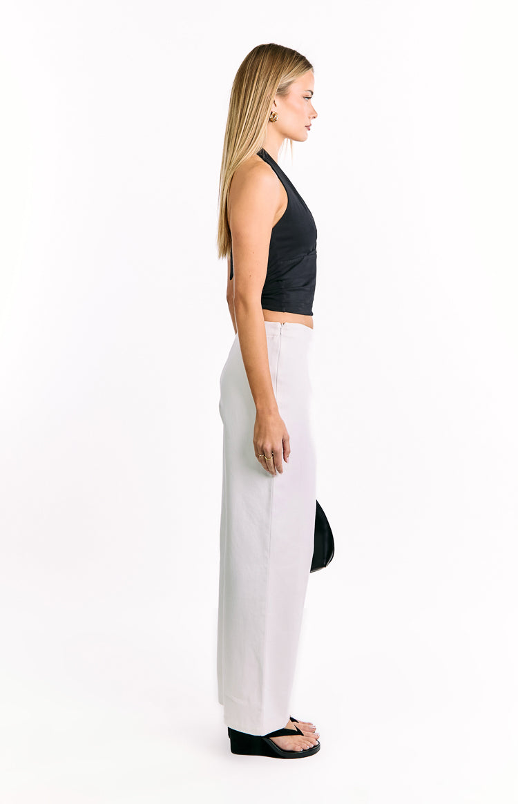 Lila Off White Tokalı Pantolon