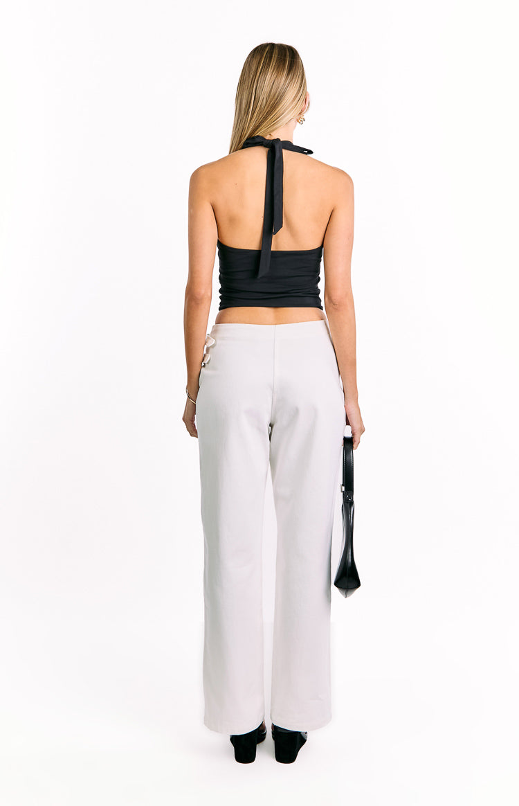 Lila Off White Tokalı Pantolon