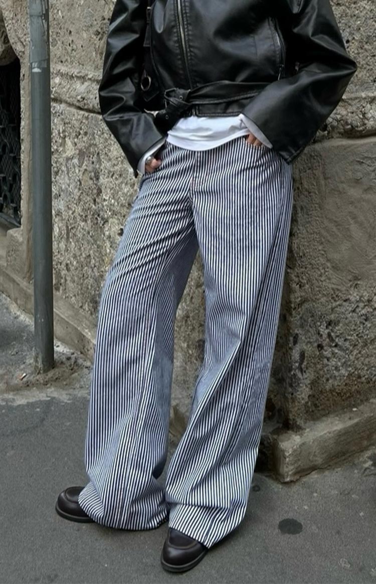 Lioness Top Model Lacivert Çizgili Jean