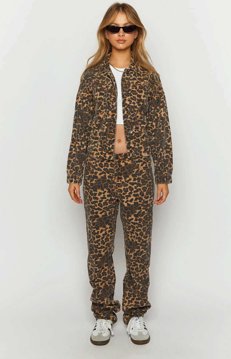 Lioness Carmela Leopar Desenli Düz Paça Jean