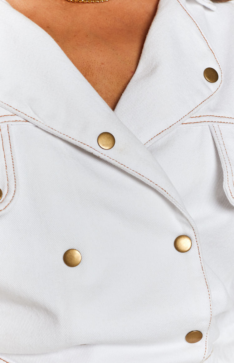 Lizzo Krem Renk Denim Tulum
