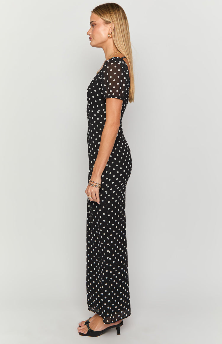 Lovella Siyah Dots Maxi Elbise - Şık ve Rahat Tasarım