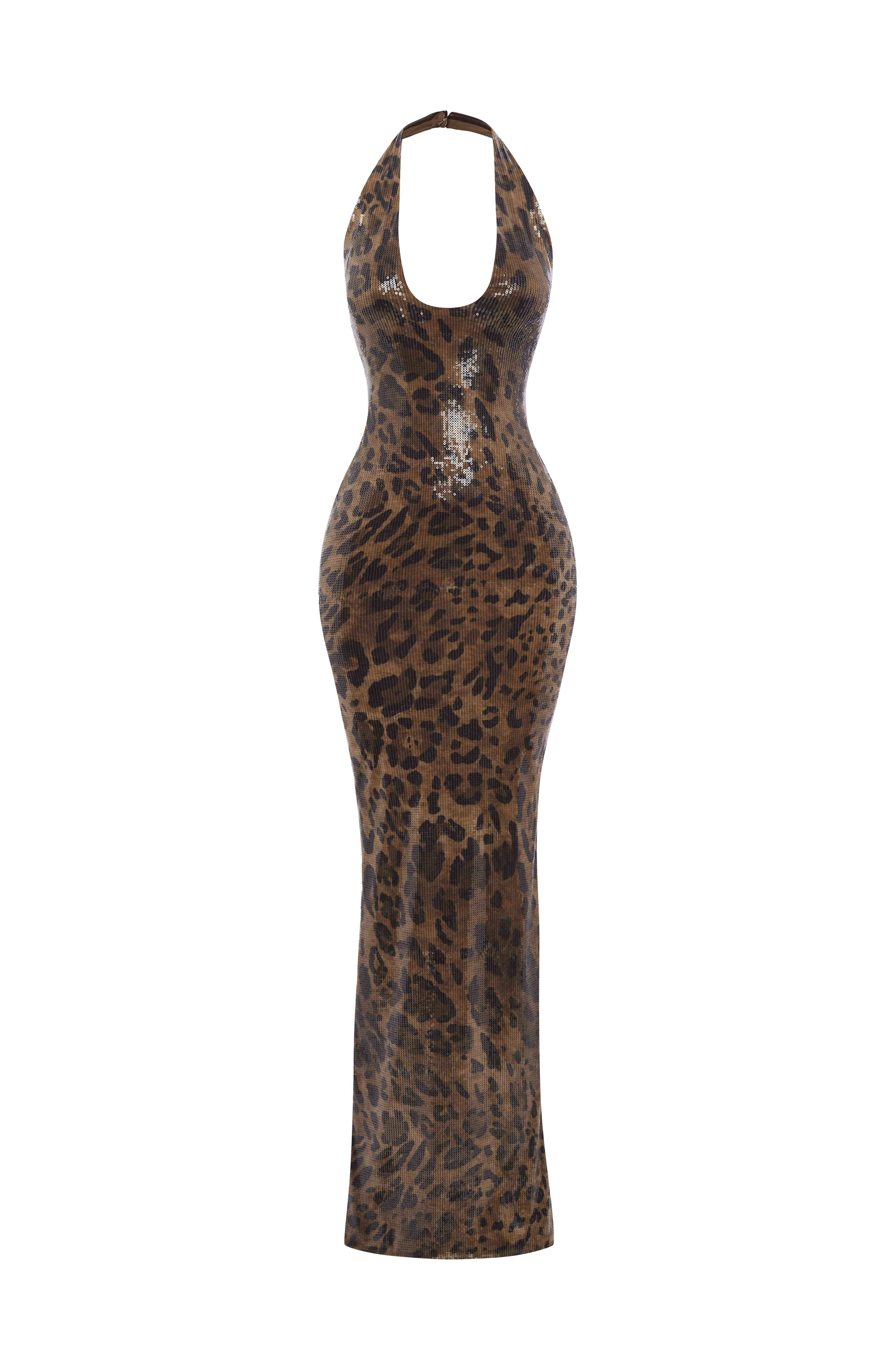 Leopar Desenli Morena Maxi Elbise