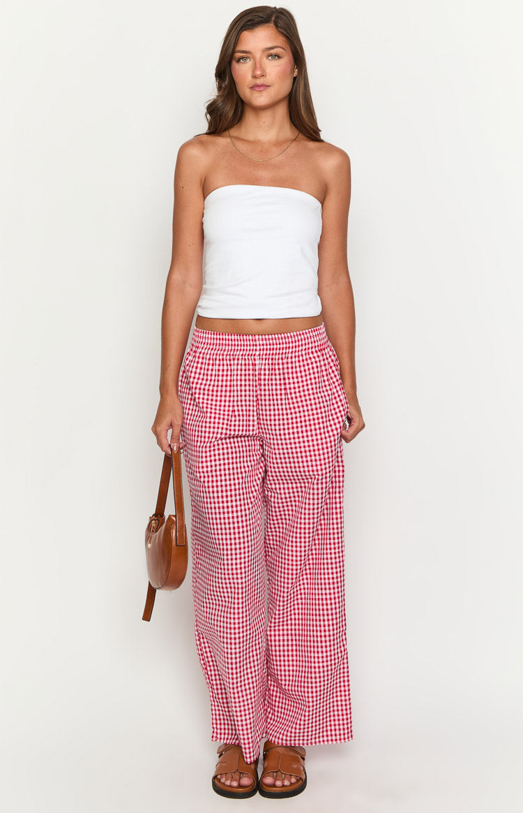 Mahalia Kırmızı Gingham Pantolon