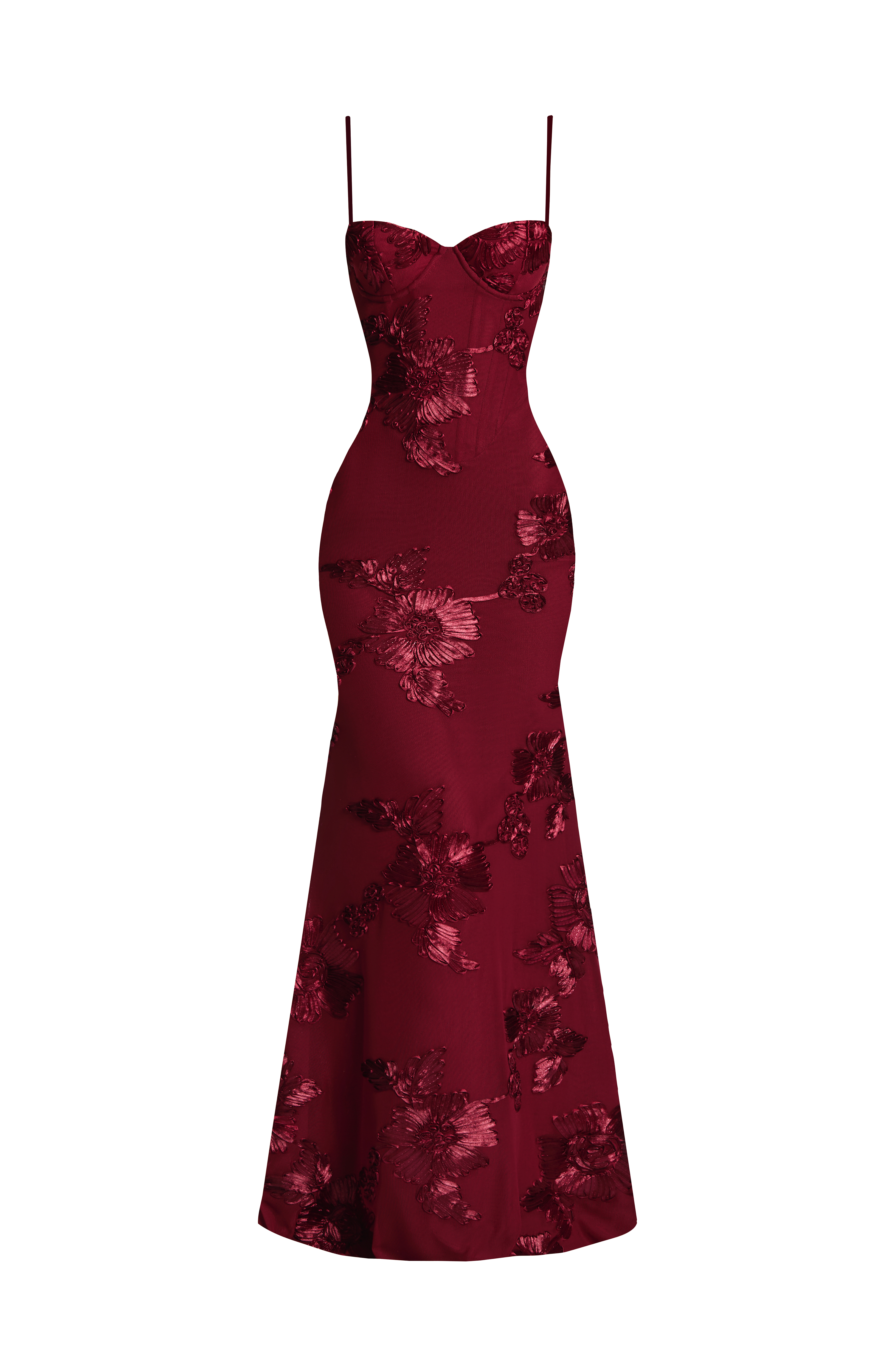 Nefertiti Bordo Maxi Elbise
