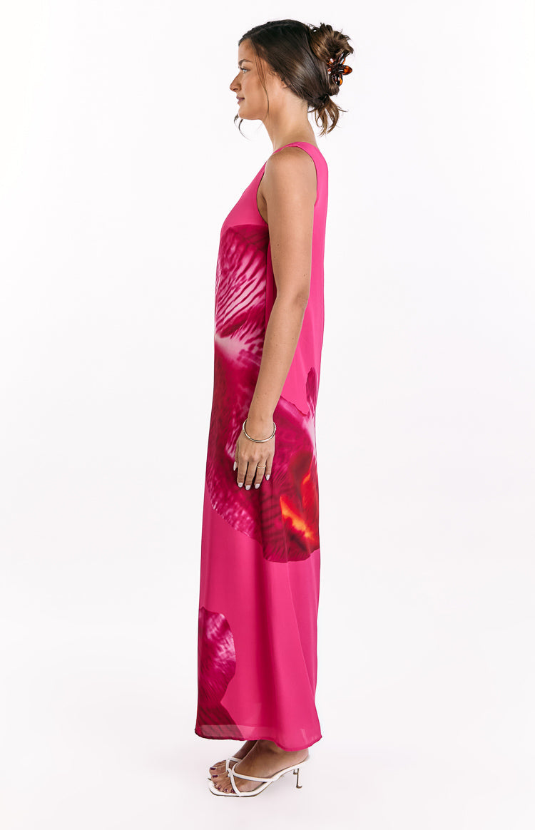 Paisleigh Pembe Orkide Tek Omuz Maxi Elbise
