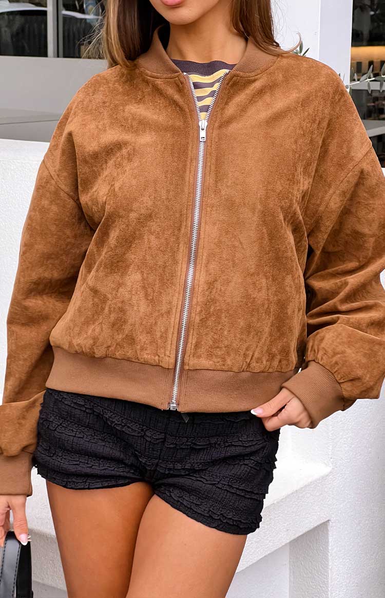 Rebecca Tan Kolları Lastikli Süet Bomber Ceket