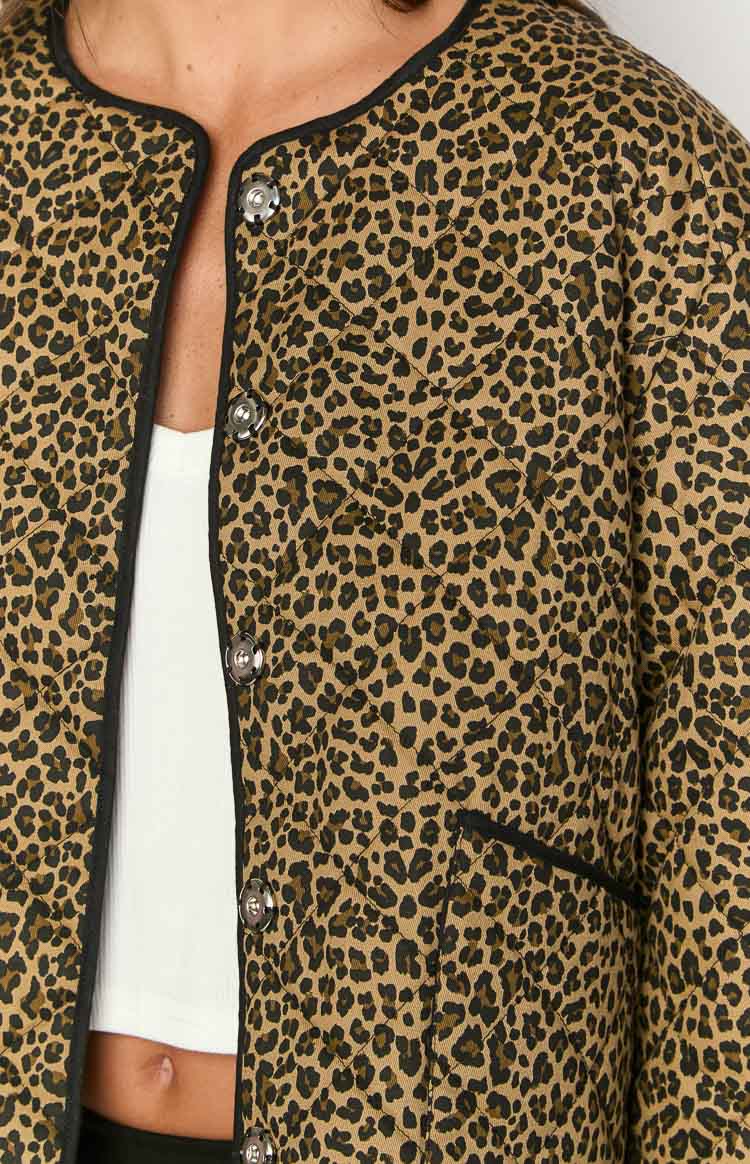 Robbie Leopar Desenli Kadın Şişme Ceket