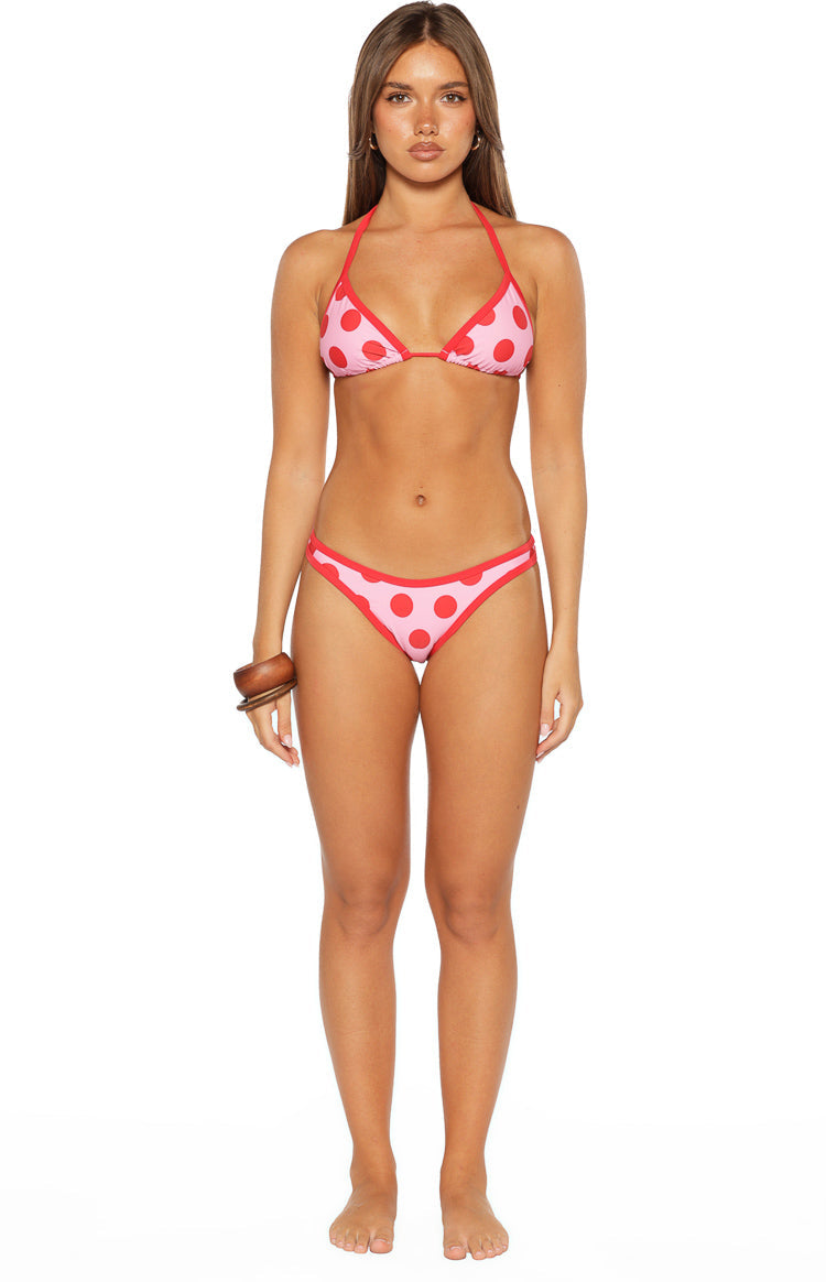 Roma Pembe Kırmızı Puantiye Kontrast Bikini Altı