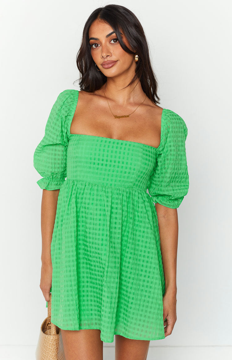 Rubi Yeşil Mini Babydoll Elbise