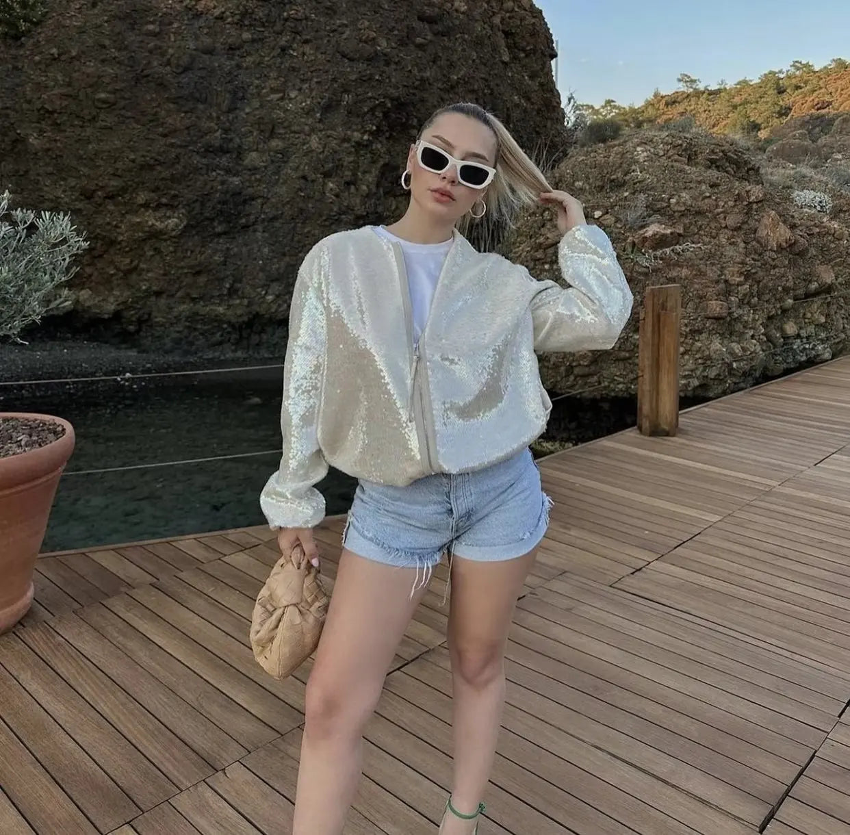 Sequin Bomber Ceket