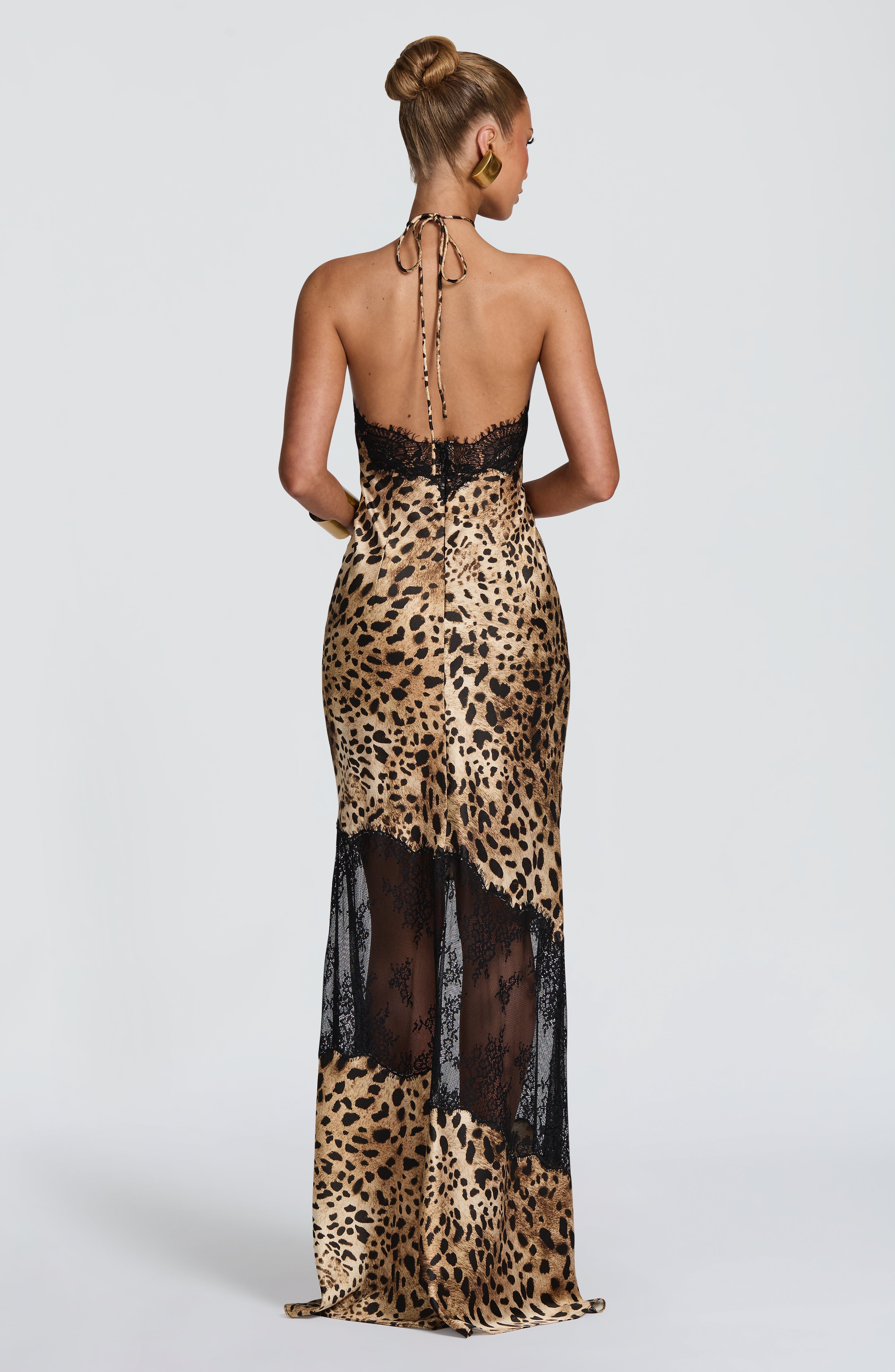 Leopar Desenli Agnetha Maxi Elbise