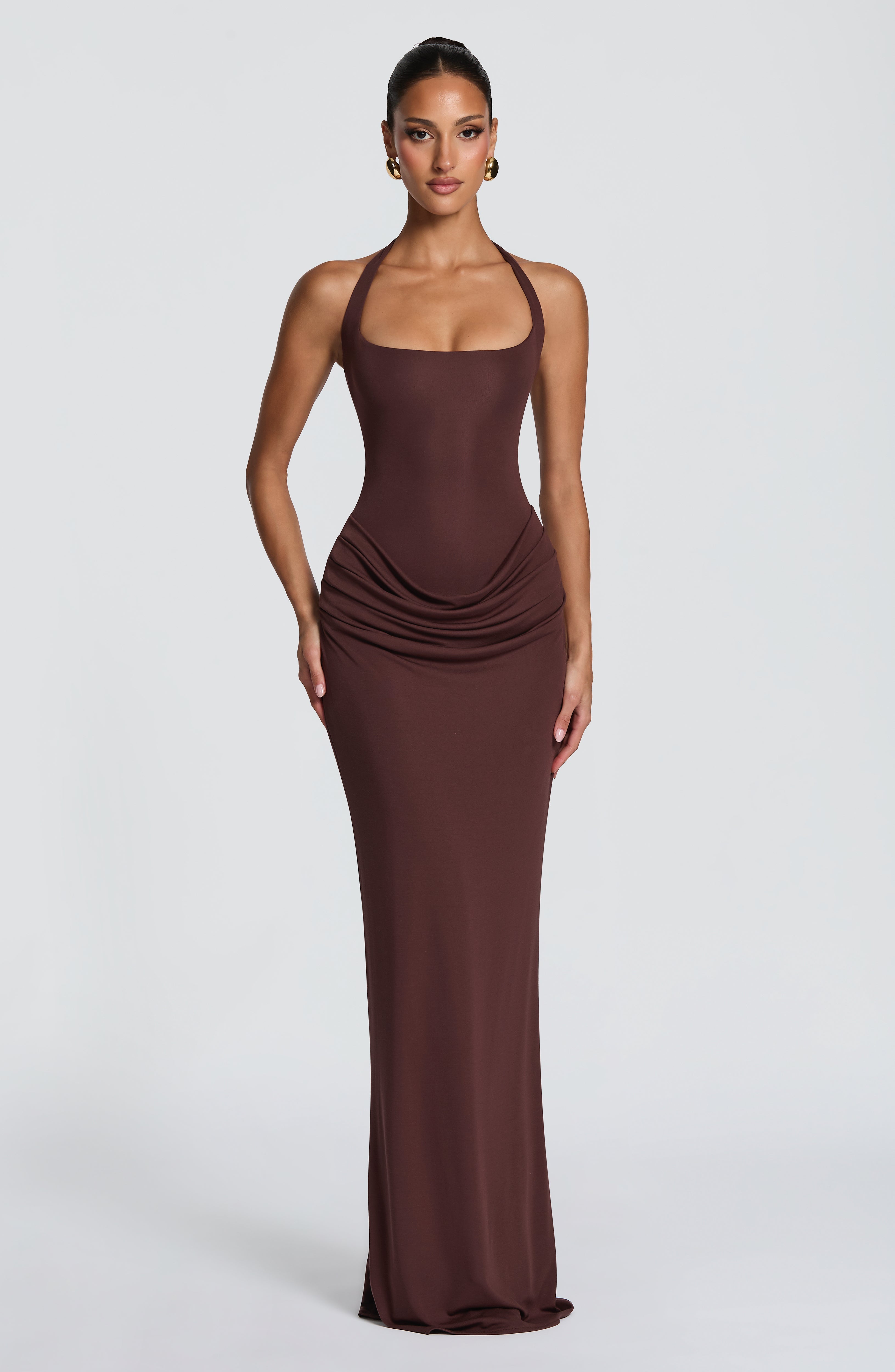 Sharona Maxi Kahverengi Elbise